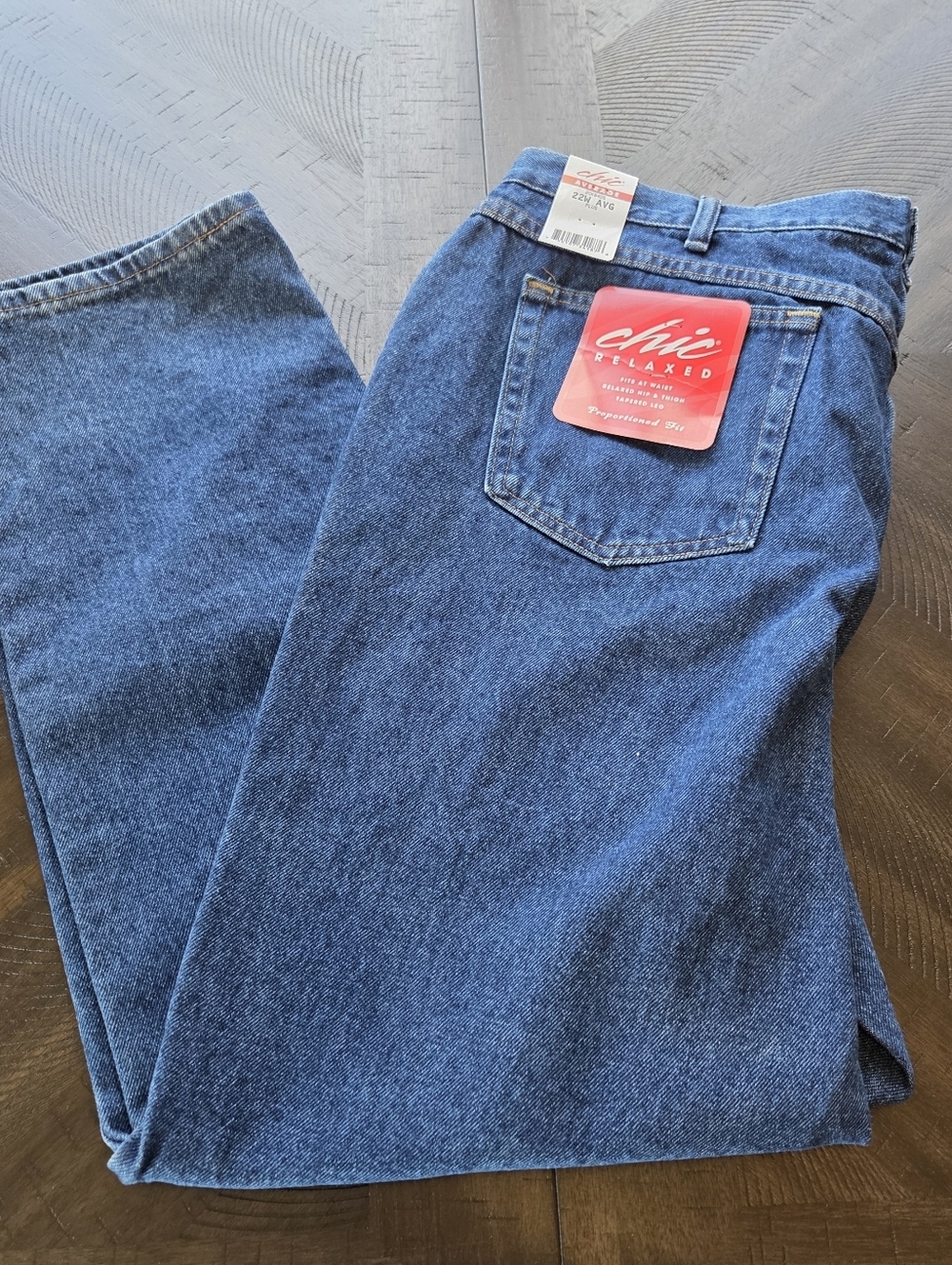 Vtg NWT Chic Relaxed Tapered Leg Jeans 22W Plus Size 100% Cotton High Rise